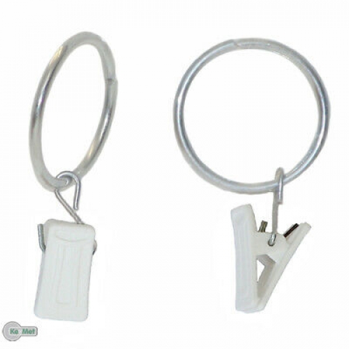 10 Ringklammer Vorhang Clips mit Klammer und Ring aus Kunststoff Gardinen Weiss