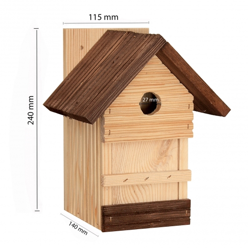 Nistkasten Vogelhaus Meisenkasten Nistksten Nisthhle Nisthilfe Holz Natur - Nistkasten: 115x140 mit Satteldach Loch 27 mm