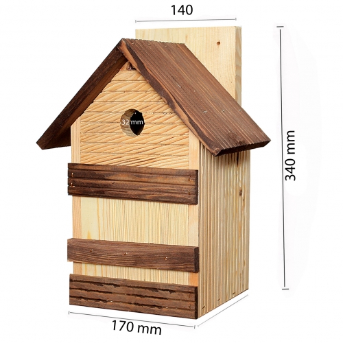 Nistkasten Vogelhaus Meisenkasten Nistksten Nisthhle Nisthilfe Holz Natur - Nistkasten: 170x170 mit Satteldach Loch 32 mm