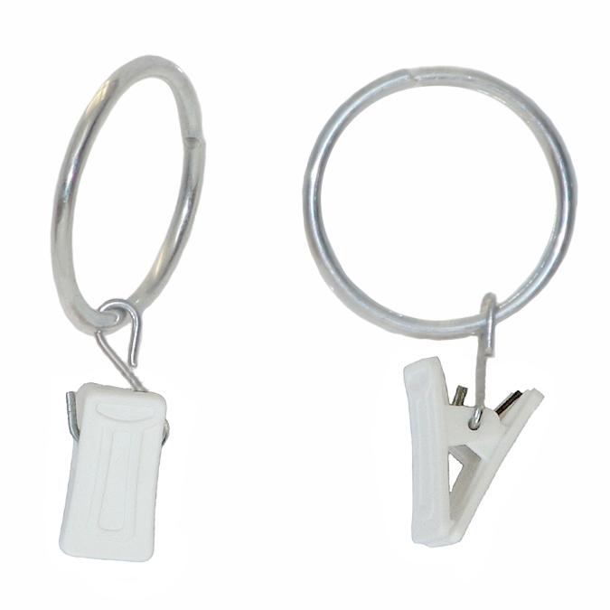 10 Ringklammer Vorhang Clips mit Klammer und Ring aus Kunststoff Gardinen Weiss